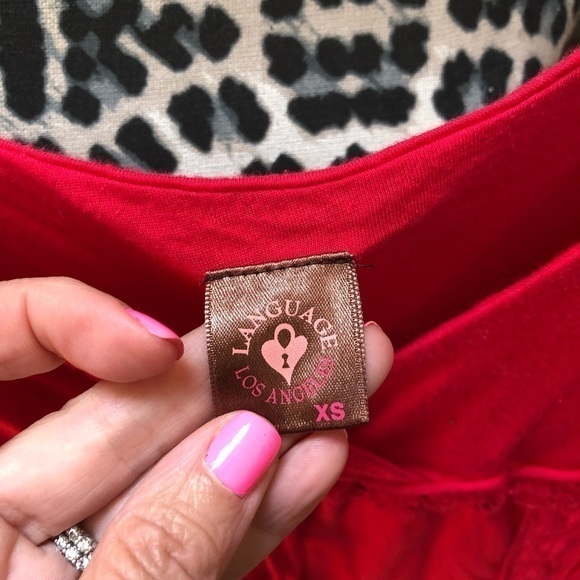 Language red with embroidered tank. Gorgeous! - Picture 2 of 3